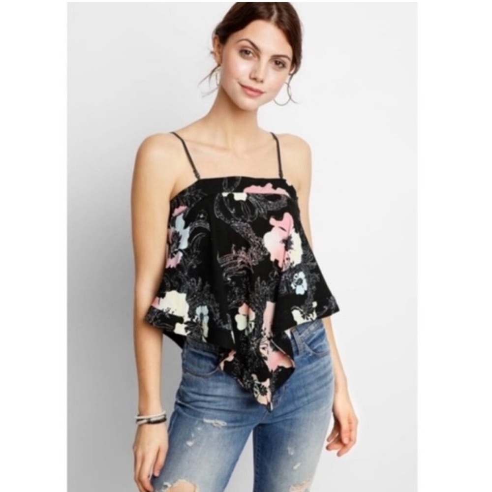 NWT Free People Blouse XS Get Your Love Tank Top Floral Handkerchief